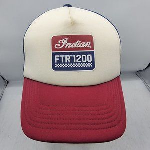 Indian Motorcycles FTR 1200 Trucker Hat White Red Blue Casual Work Wear Comfort